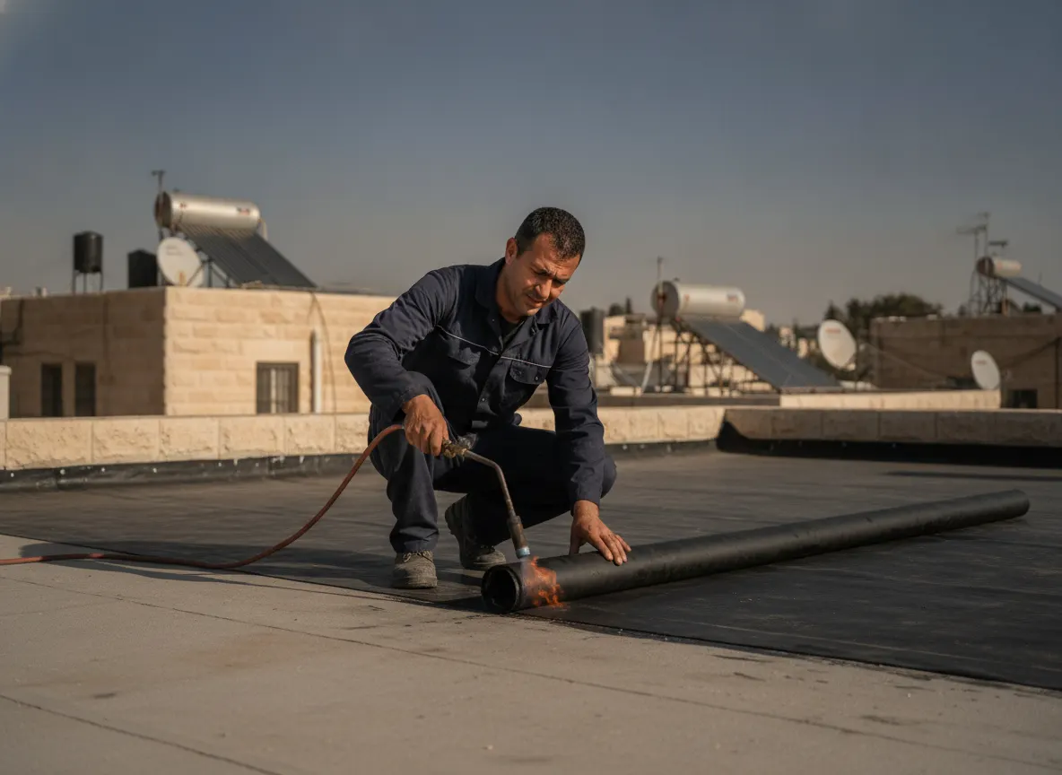 איש מקצוע מבצע איטום גג שטוח בירושלים